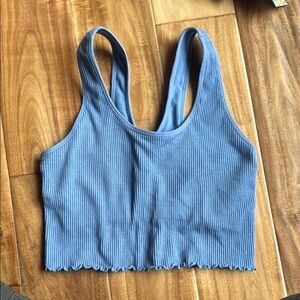Spiritual Gangster Blue Ribbed Crop Top